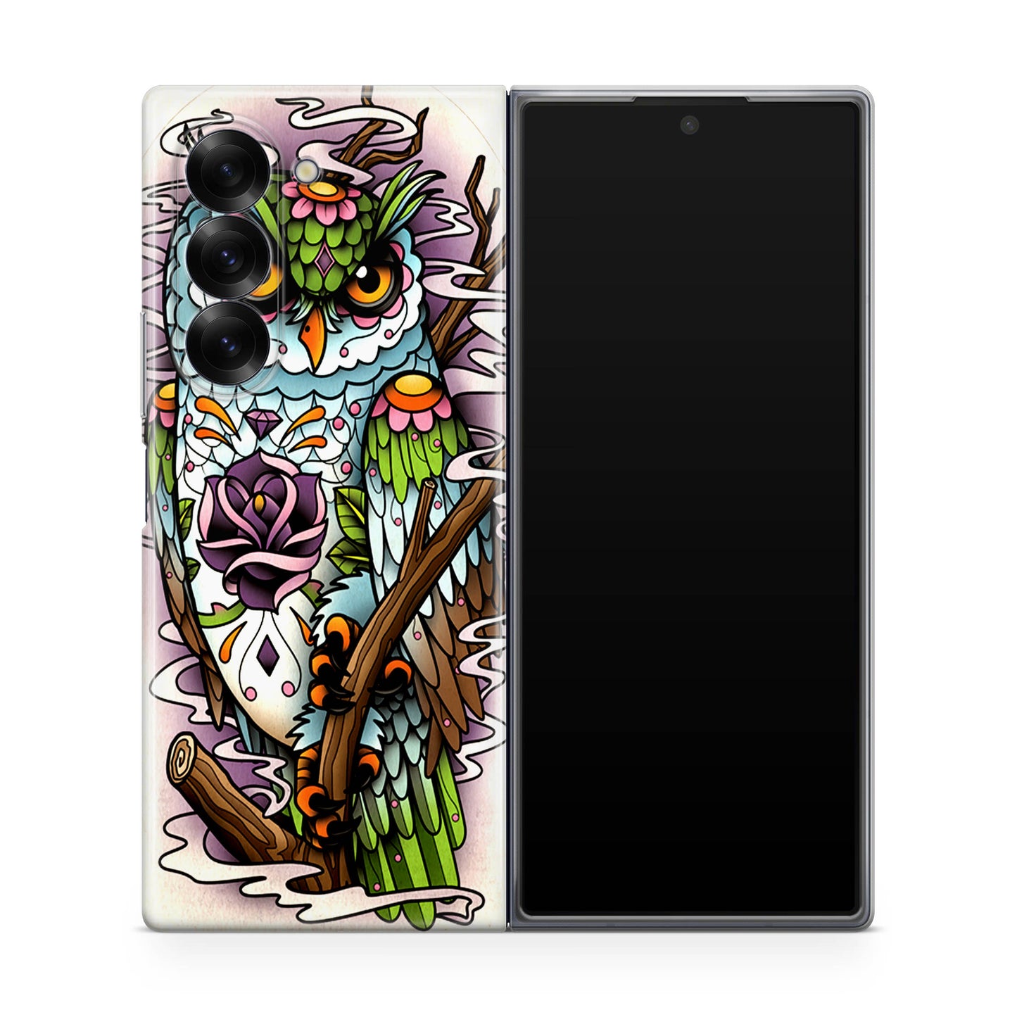 Sugar Skull Owl Tattoo Samsung Galaxy Z Fold 6 Case