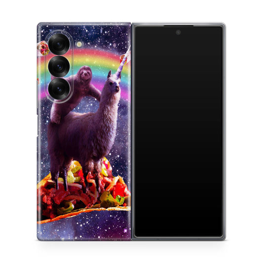 LLama And Sloth On Space Samsung Galaxy Z Fold 6 Case