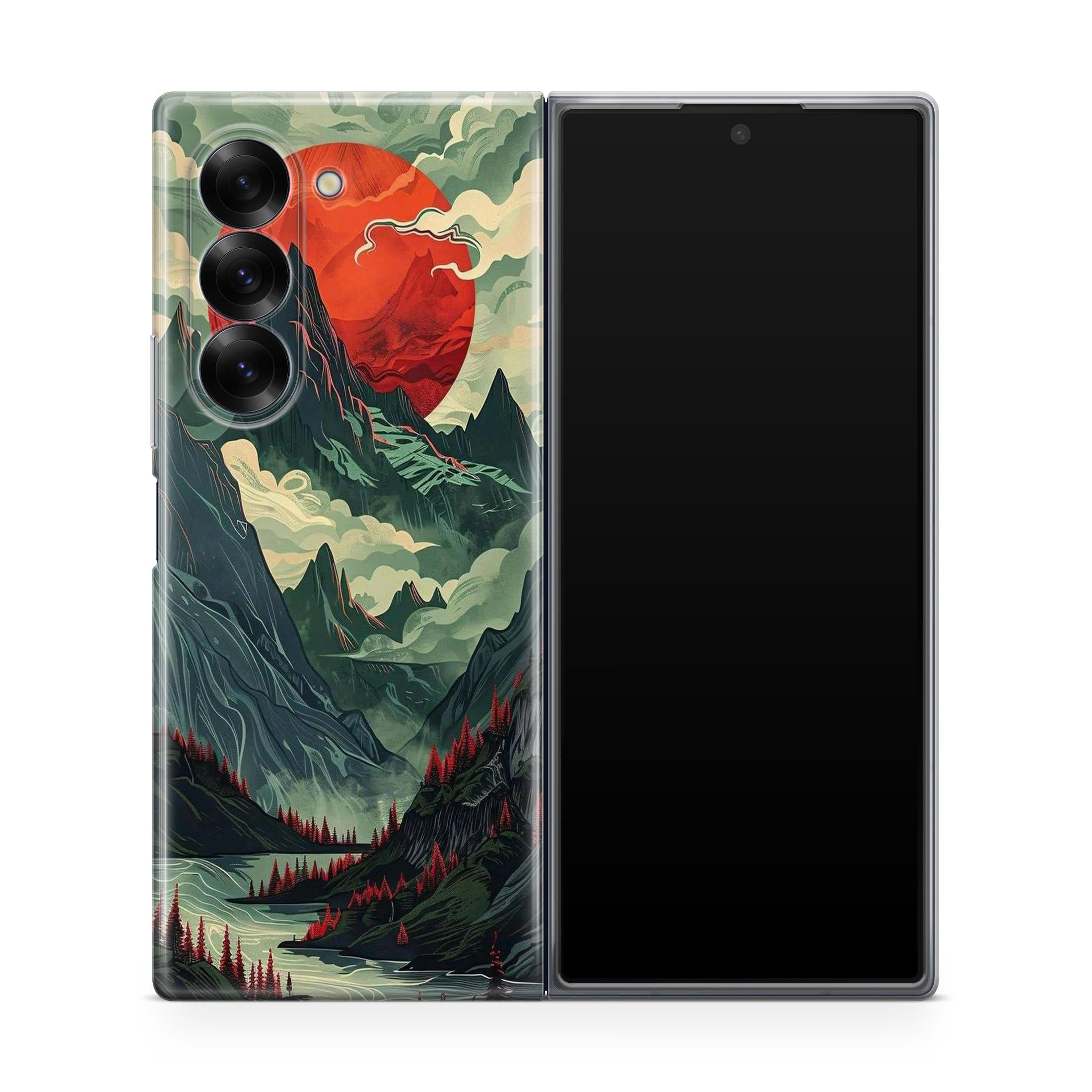 Crimson Moon Over Silent Peaks Samsung Galaxy Z Fold 6 Case