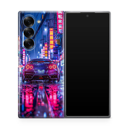 Neon Midnight Drift Tokyo Rain Samsung Galaxy Z Fold 6 Case