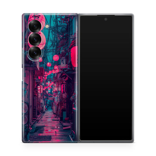 Neon Veins of the Night Market Samsung Galaxy Z Fold 6 Case
