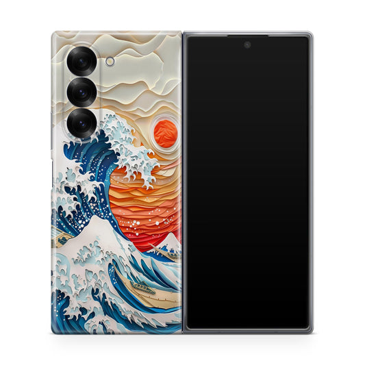 The Great Wave Off Paper Art Samsung Galaxy Z Fold 6 Case