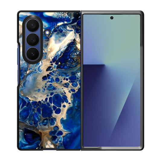 Abstract Golden Blue Paint Art Samsung Galaxy Z Fold 7 Case