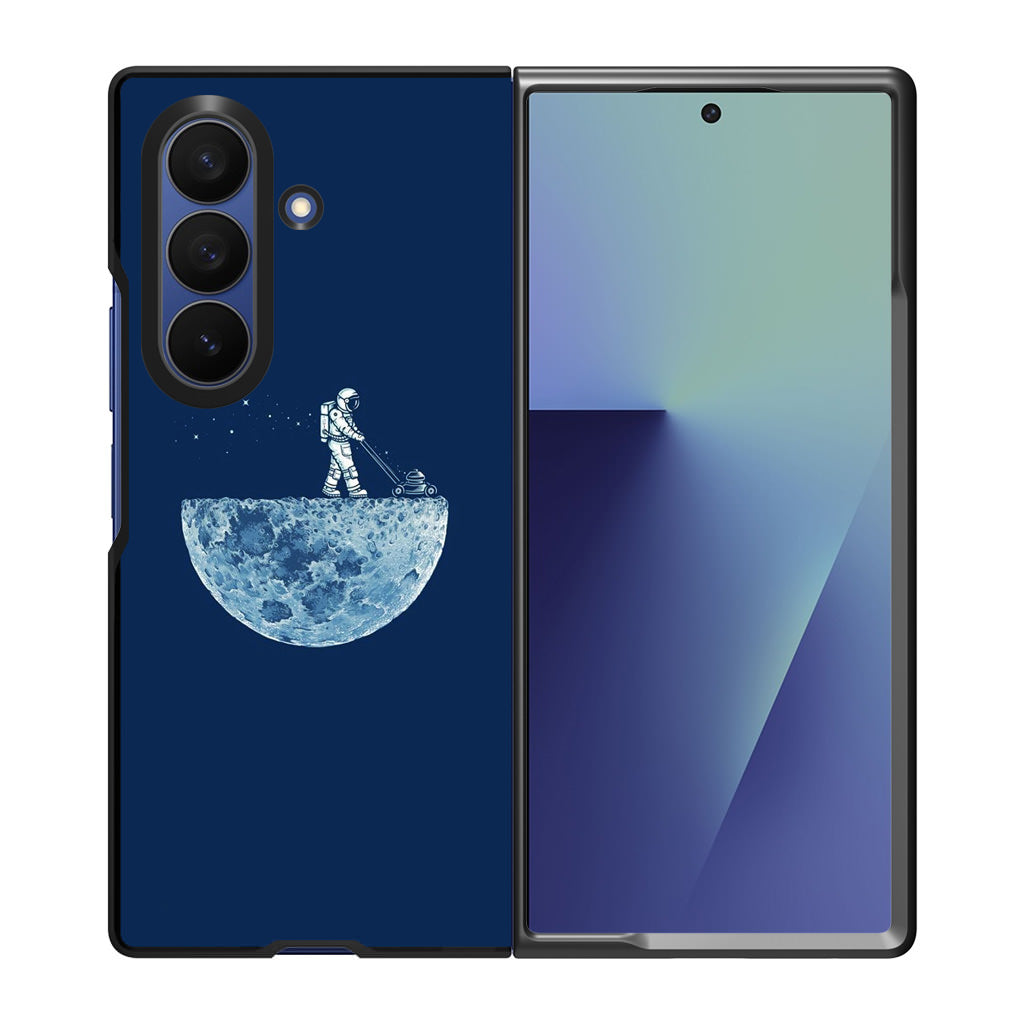 Astronaut Mowing The Moon Samsung Galaxy Z Fold 7 Case