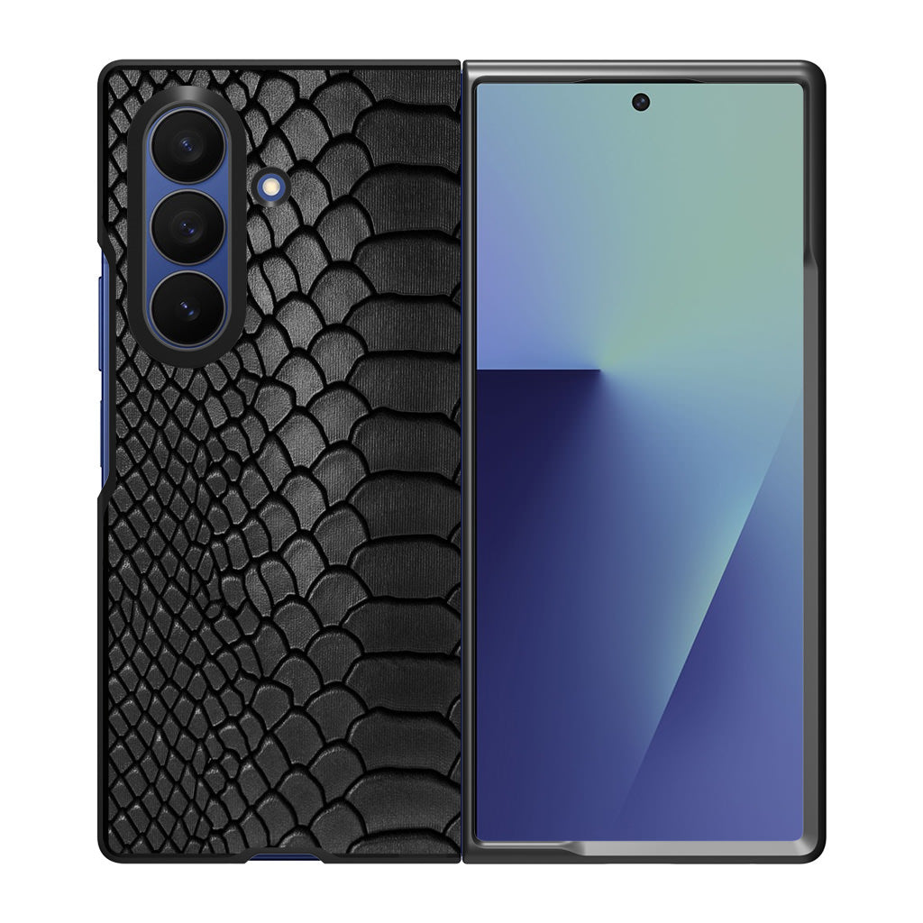 Black Snake Skin Texture Samsung Galaxy Z Fold 7 Case