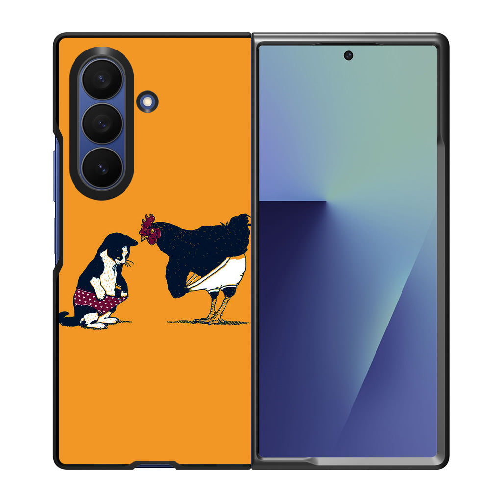 Cat Chicken Yellow Underwear Cute Samsung Galaxy Z Fold 7 Case