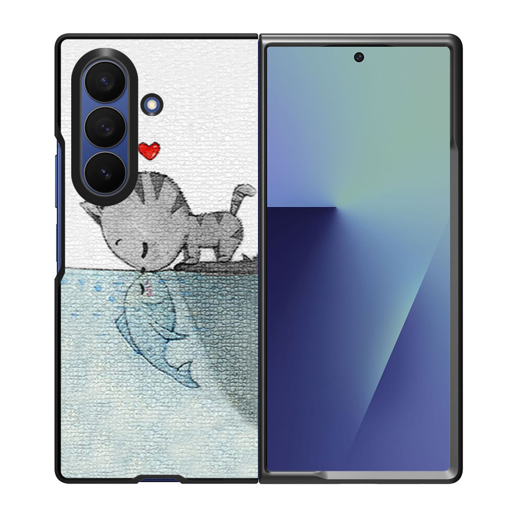 Cat Fish Kisses Samsung Galaxy Z Fold 7 Case