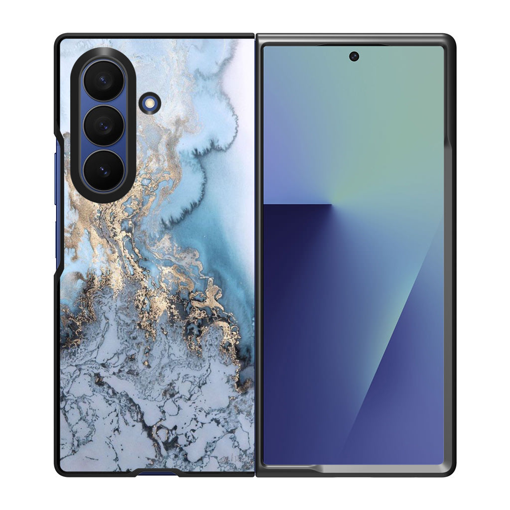 Golden Azure Marble Samsung Galaxy Z Fold 7 Case