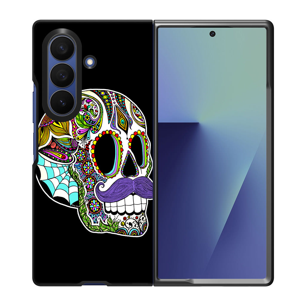 Mustache Sugar Skull Samsung Galaxy Z Fold 7 Case