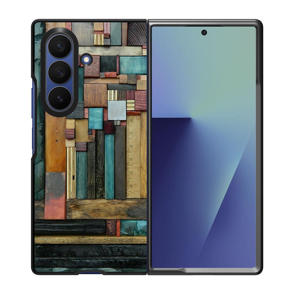 Painted Abstract Wood Sculptures Samsung Galaxy Z Fold 7 Case