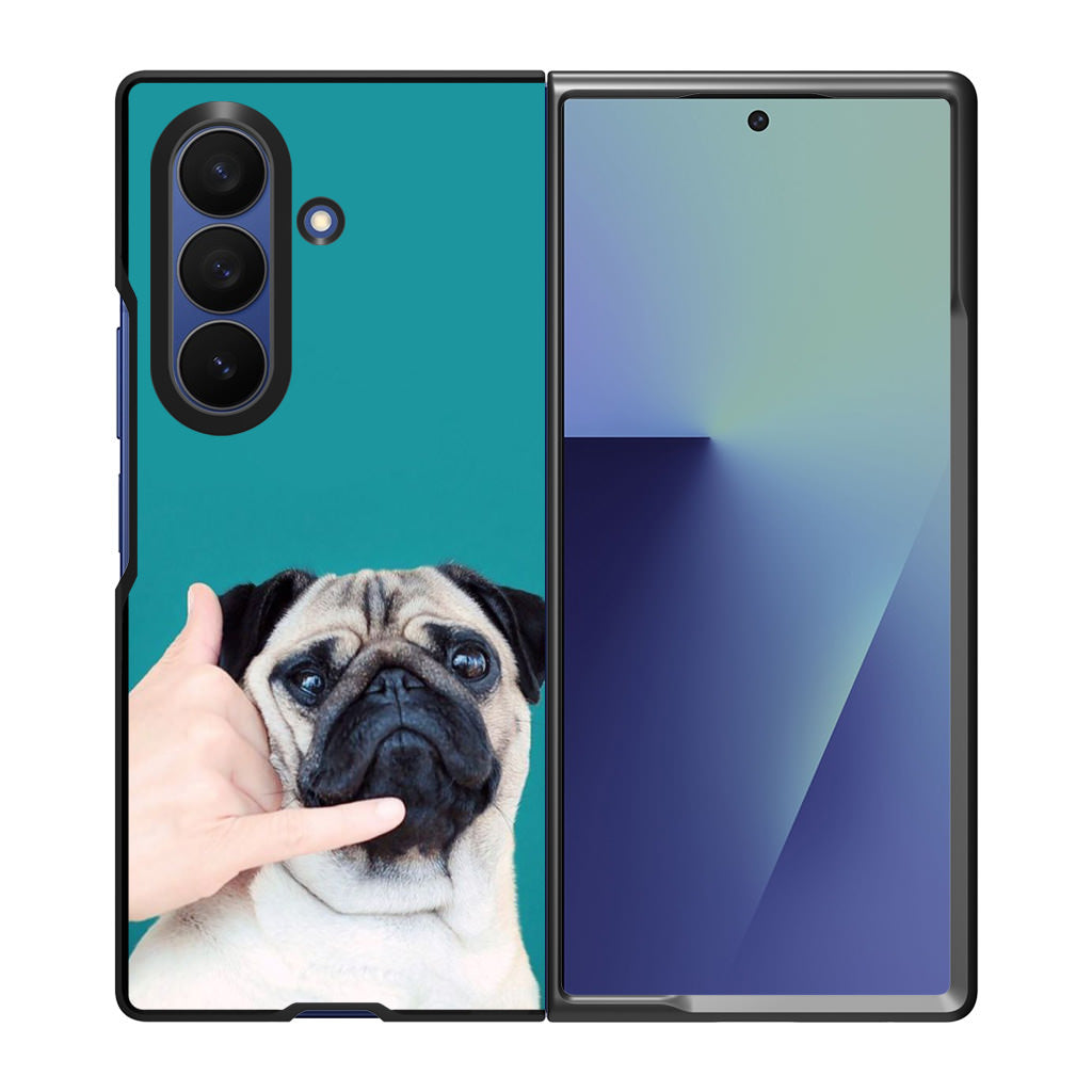 Pug is on the Phone Samsung Galaxy Z Fold 7 Case