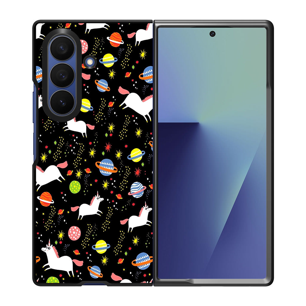 Space Unicorn Pattern Samsung Galaxy Z Fold 7 Case