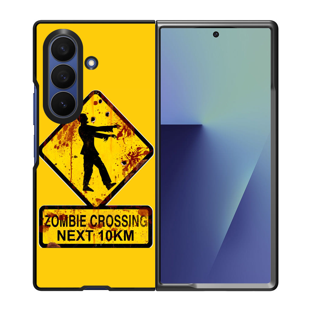 Zombie Crossing Sign Samsung Galaxy Z Fold 7 Case