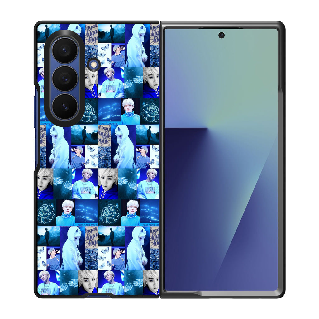 BTS Suga Blue Aesthetic Collage Samsung Galaxy Z Fold 7 Case