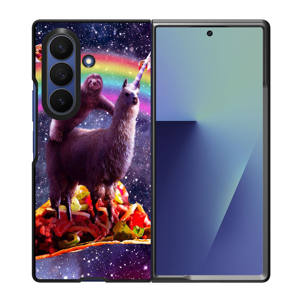 LLama And Sloth On Space Samsung Galaxy Z Fold 7 Case