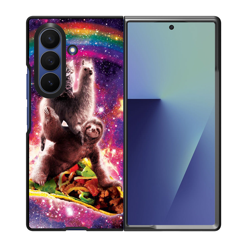 LLama Sloth And Cat Playing Together Samsung Galaxy Z Fold 7 Case