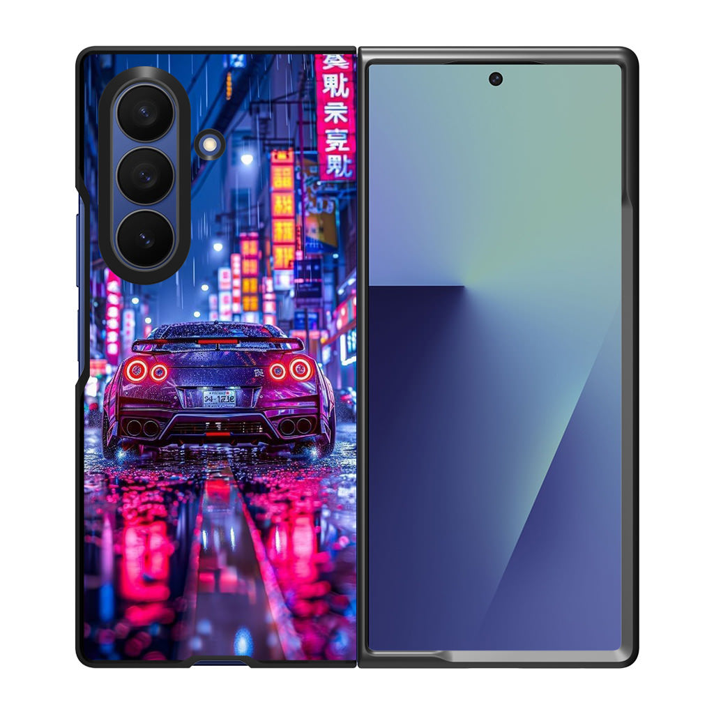 Neon Midnight Drift Tokyo Rain Samsung Galaxy Z Fold 7 Case