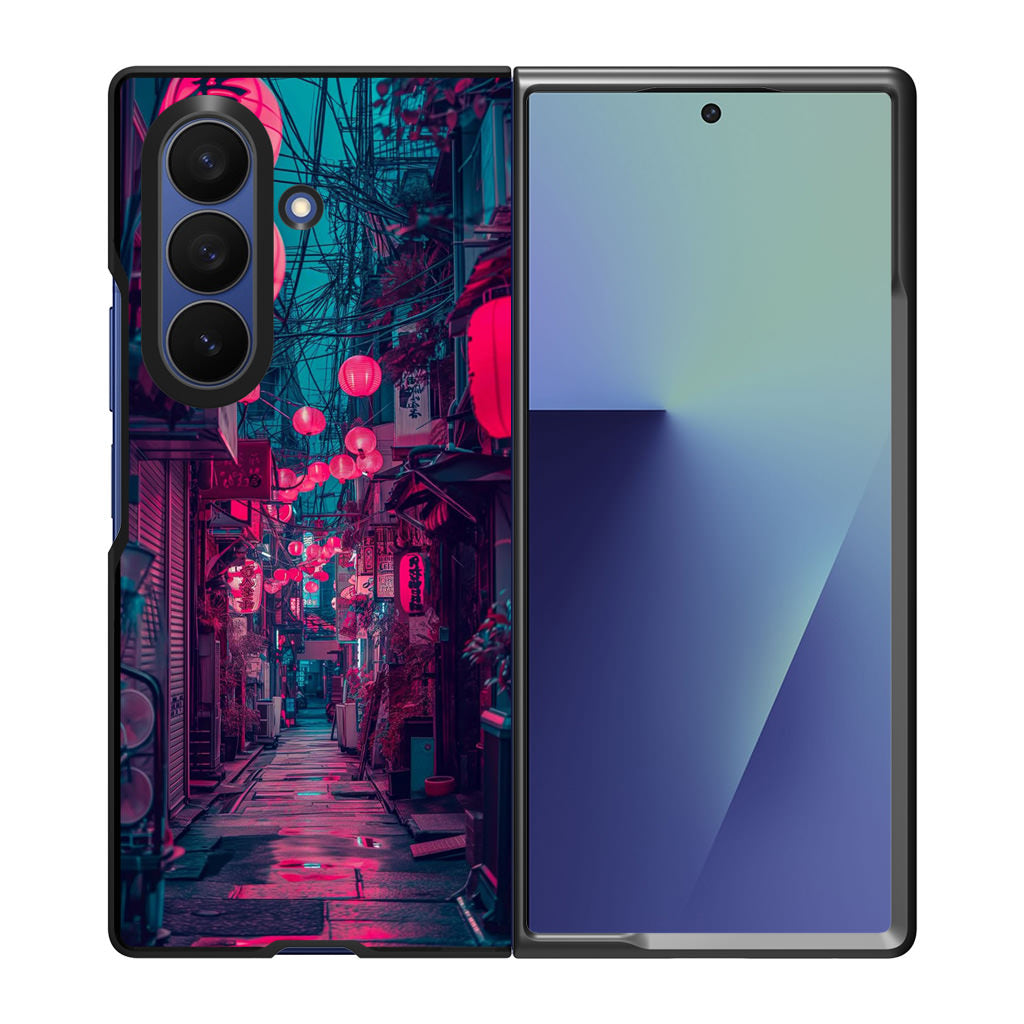 Neon Veins of the Night Market Samsung Galaxy Z Fold 7 Case