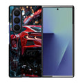 Red Sport Car in the Rain Samsung Galaxy Z Fold 7 Case