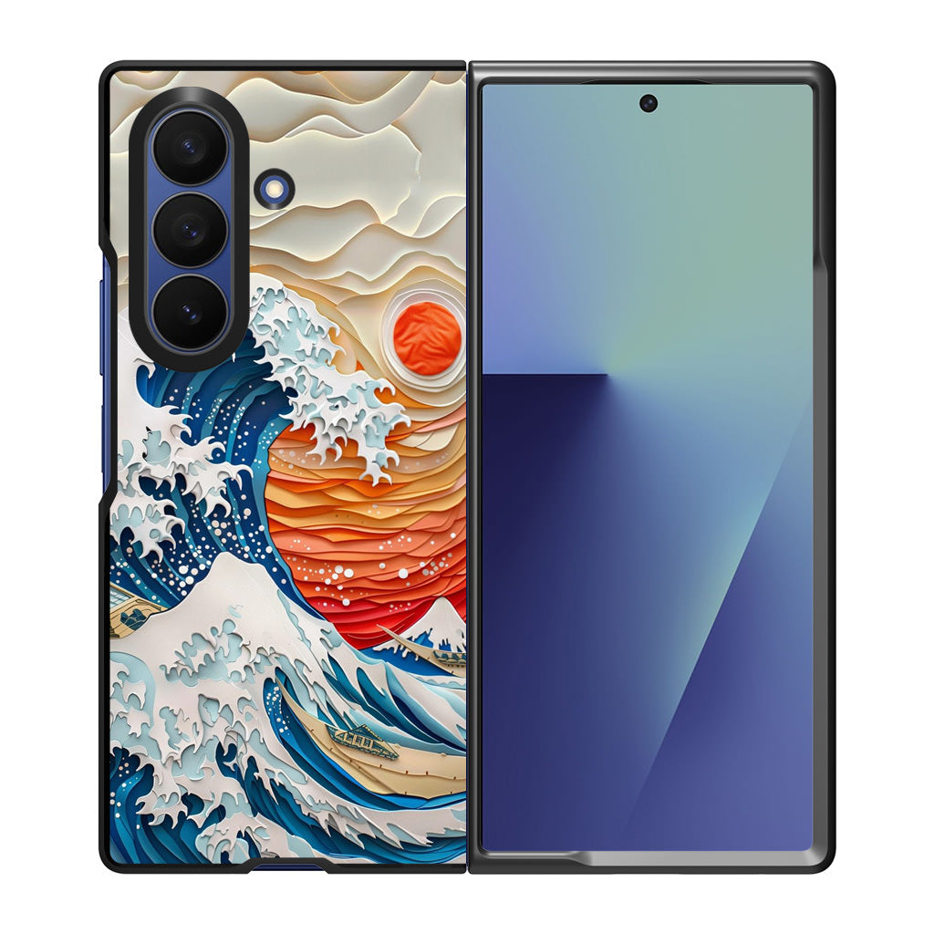 The Great Wave Off Paper Art Samsung Galaxy Z Fold 7 Case