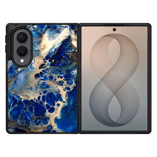 Abstract Golden Blue Paint Art Samsung Galaxy Z Fold 8 Case