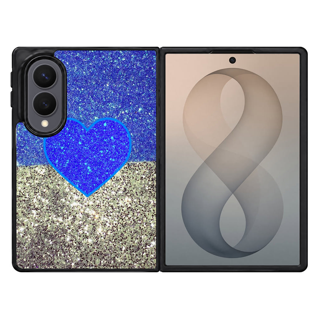 Love Glitter Blue and Grey Samsung Galaxy Z Fold 8 Case