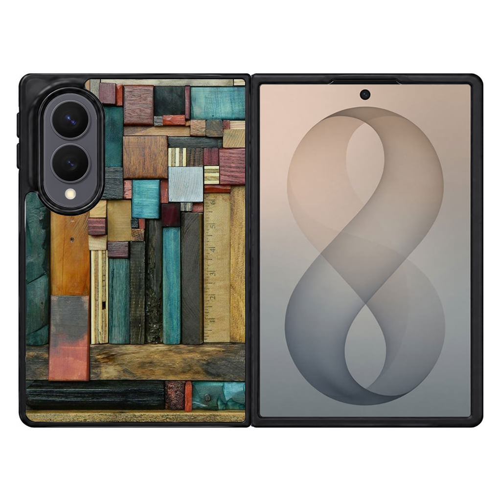 Painted Abstract Wood Sculptures Samsung Galaxy Z Fold 8 Case