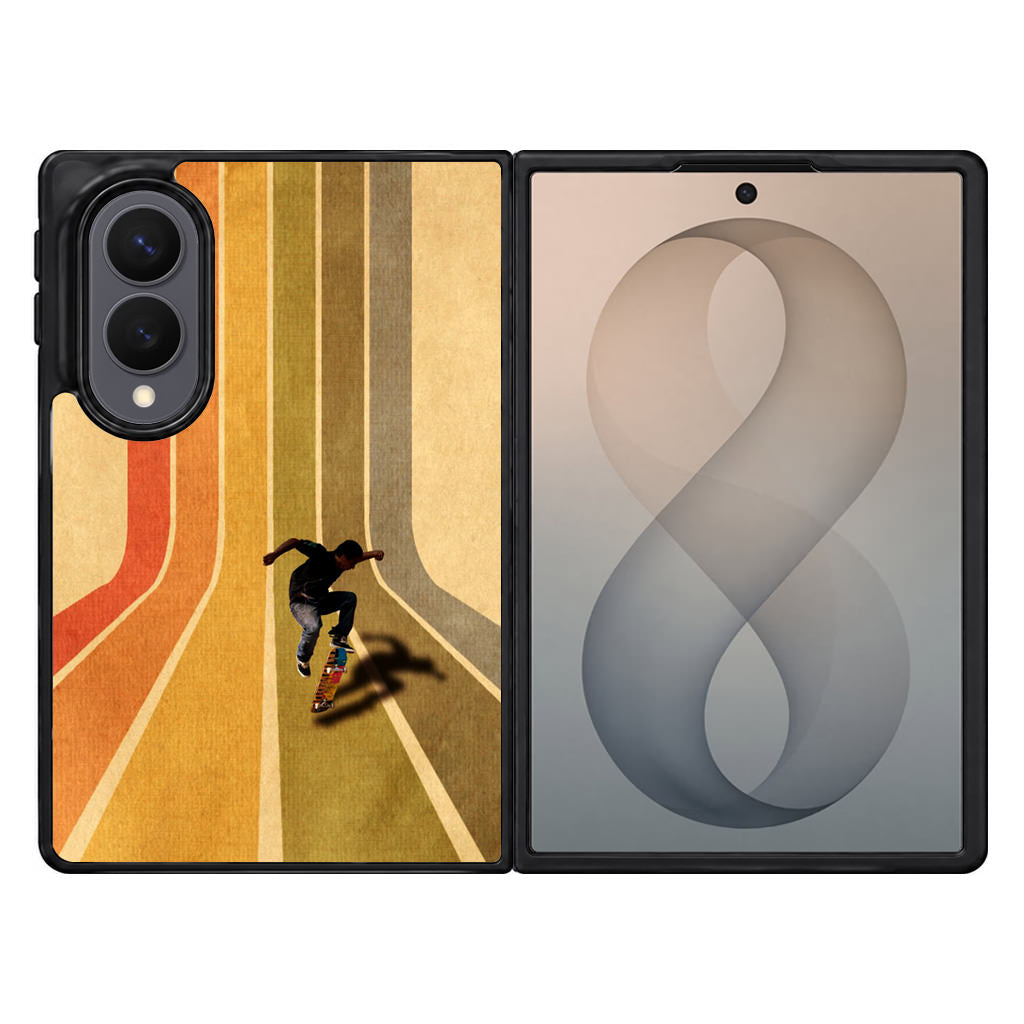 Vintage Skateboard On Colorful Stipe Runway Samsung Galaxy Z Fold 8 Case