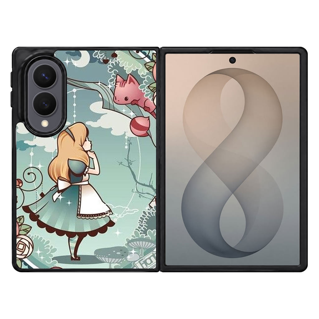 Alice And Cheshire Cat Poster Samsung Galaxy Z Fold 8 Case