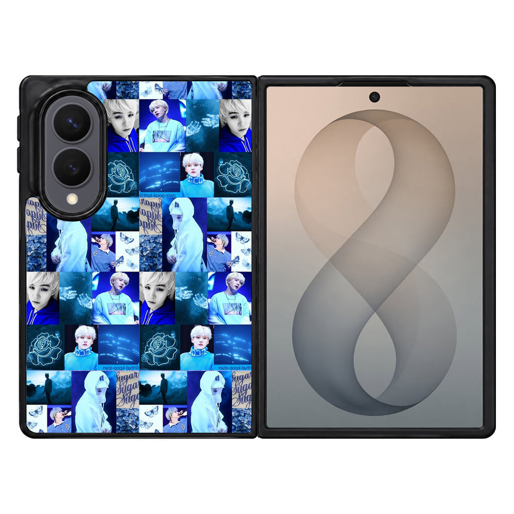 BTS Suga Blue Aesthetic Collage Samsung Galaxy Z Fold 8 Case