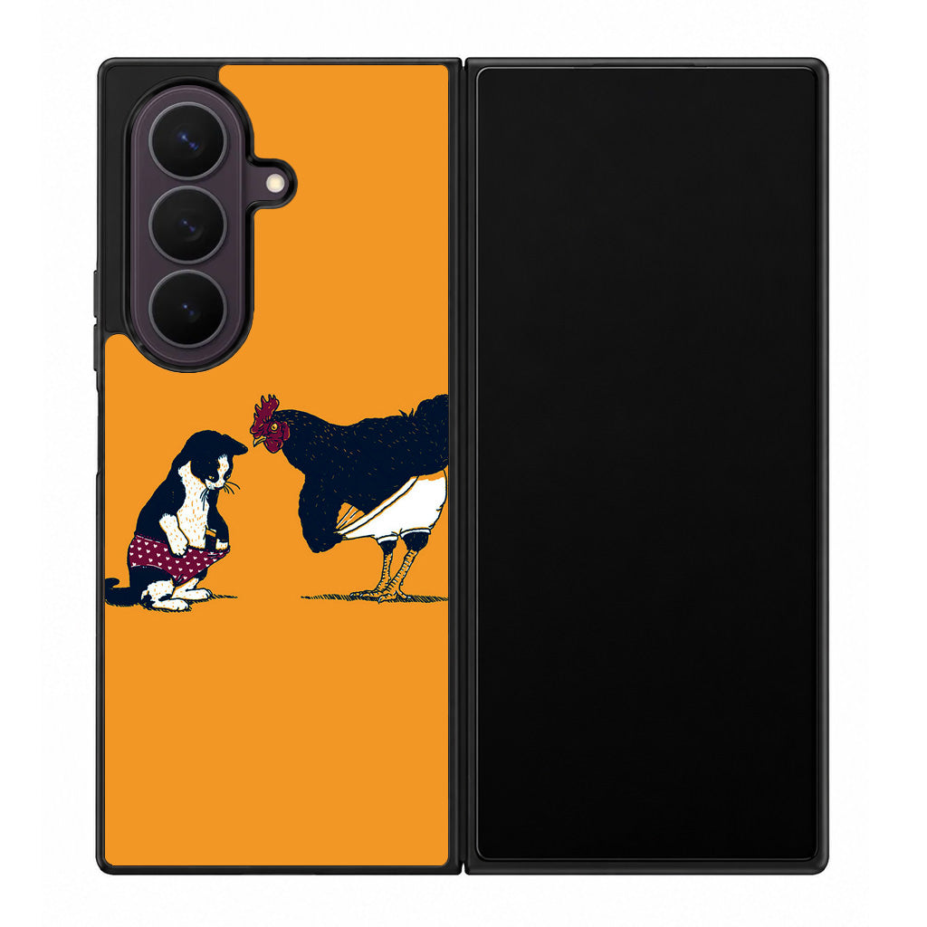 Cat Chicken Yellow Underwear Cute Samsung Galaxy Z Fold 8 Ultra Case