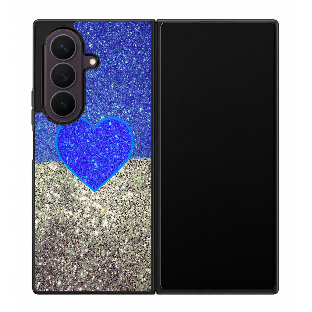 Love Glitter Blue and Grey Samsung Galaxy Z Fold 8 Ultra Case