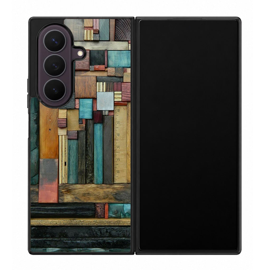 Painted Abstract Wood Sculptures Samsung Galaxy Z Fold 8 Ultra Case