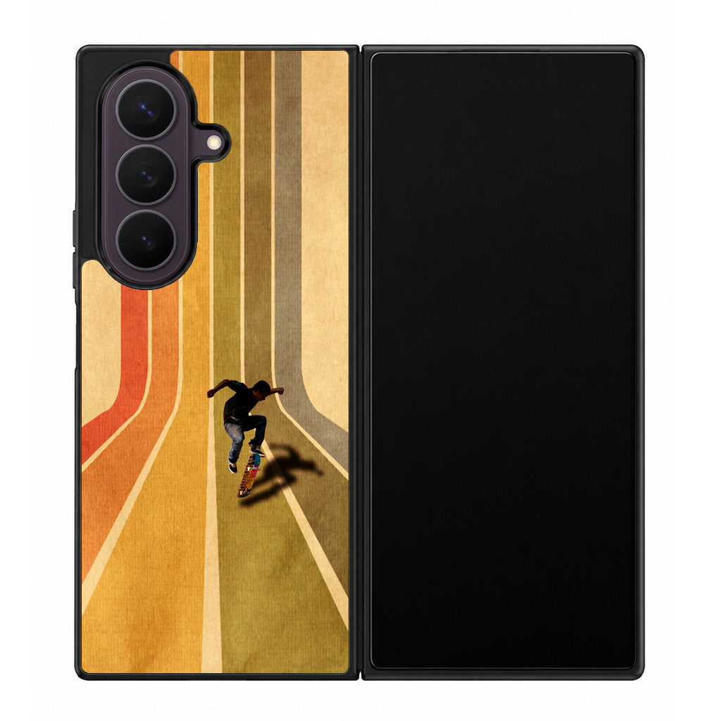 Vintage Skateboard On Colorful Stipe Runway Samsung Galaxy Z Fold 8 Ultra Case