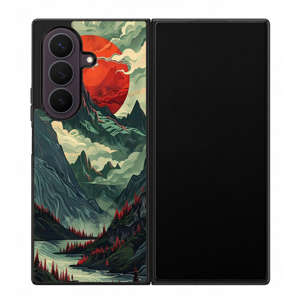Crimson Moon Over Silent Peaks Samsung Galaxy Z Fold 8 Ultra Case