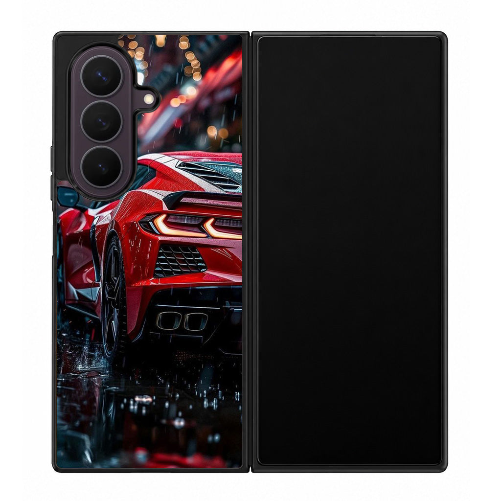 Red Sport Car in the Rain Samsung Galaxy Z Fold 8 Ultra Case