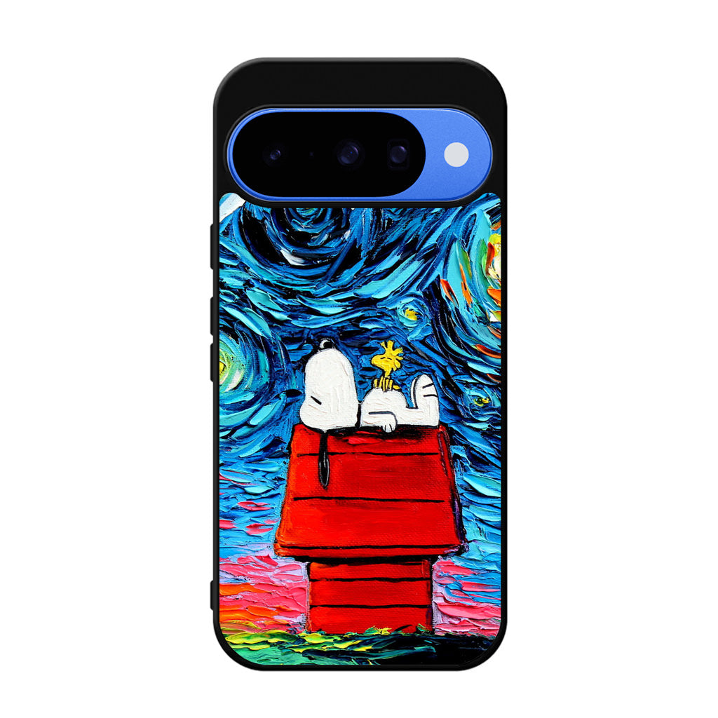 Dog Lying Under Starry Night Van Gogh Google Pixel 10 Case