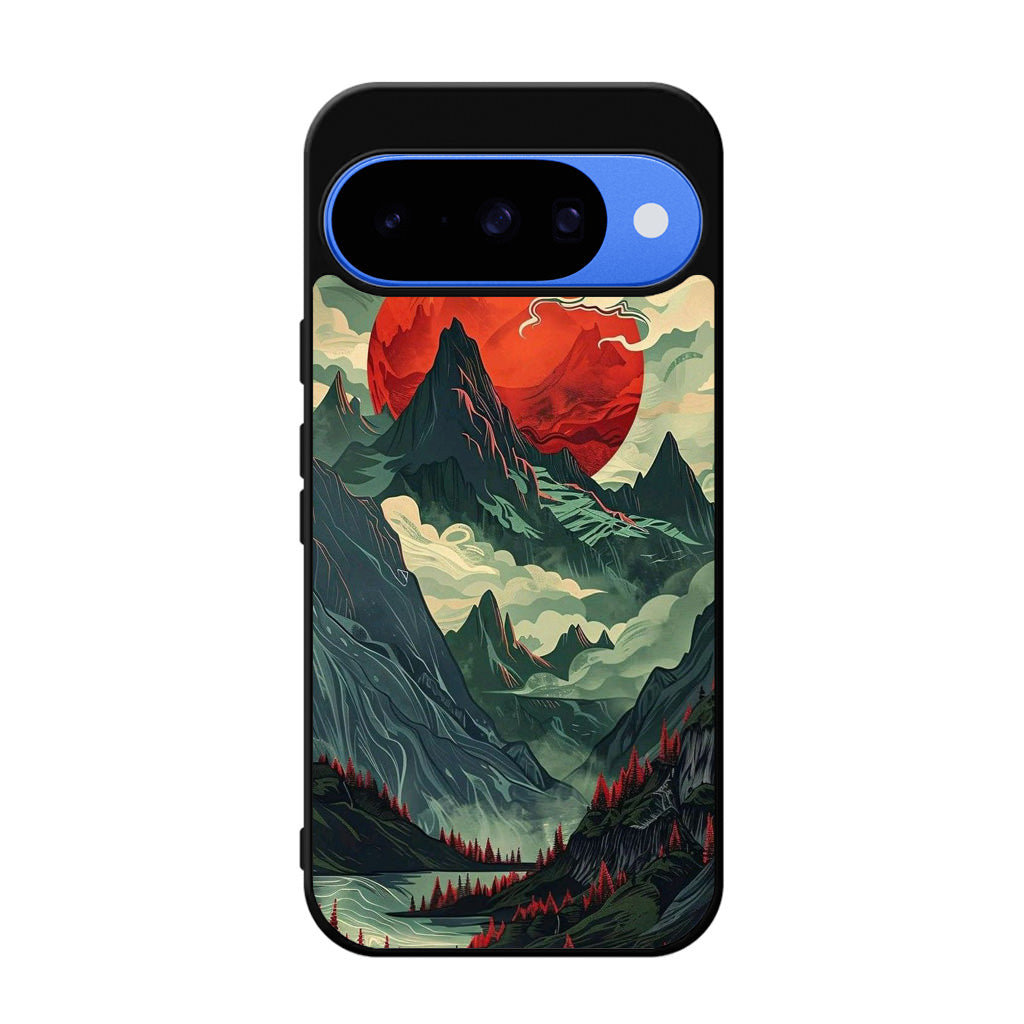 Crimson Moon Over Silent Peaks Google Pixel 10 Case