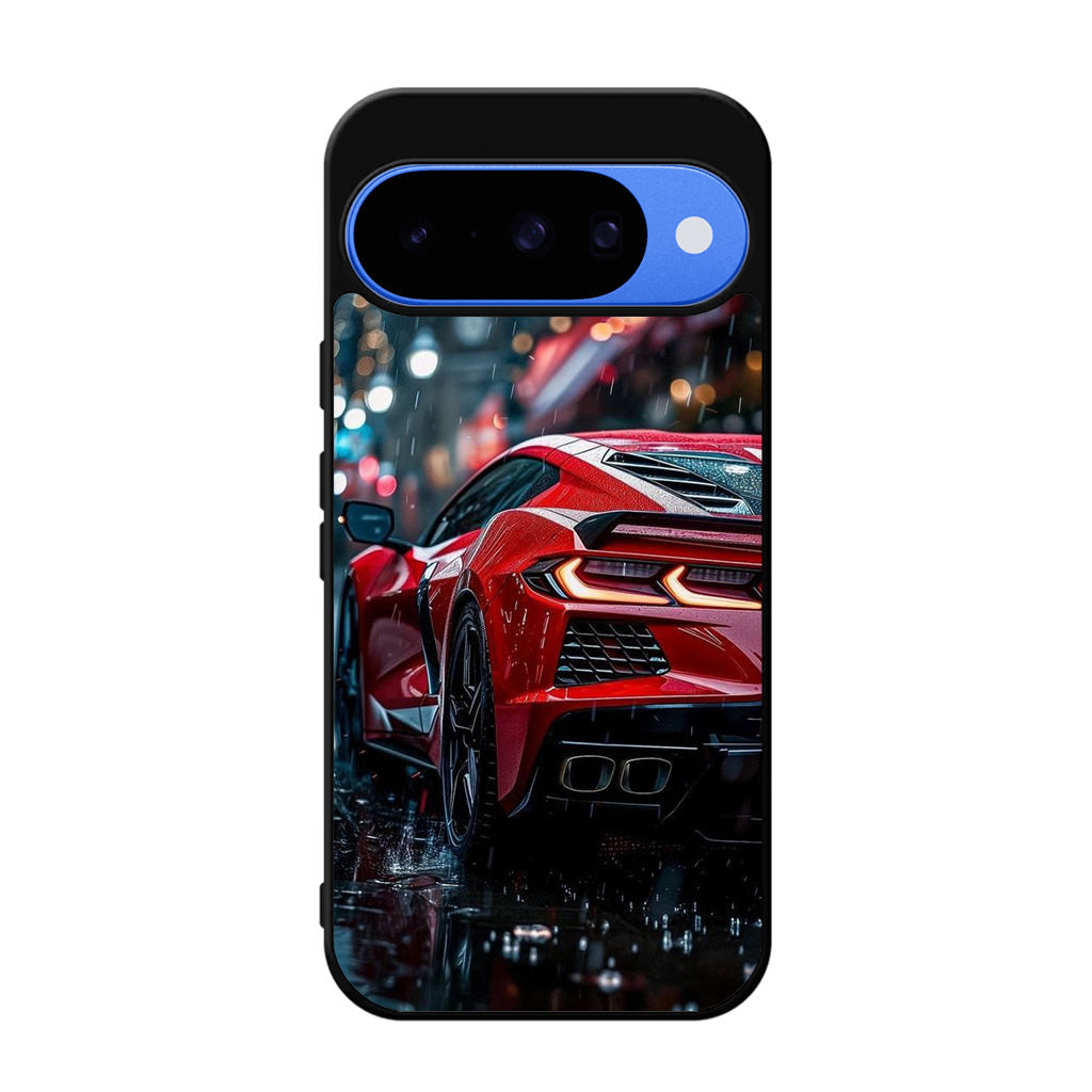 Red Sport Car in the Rain Google Pixel 10 Case