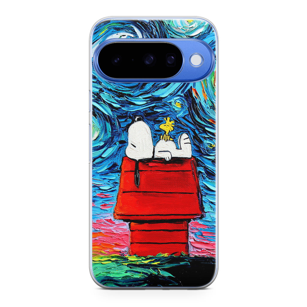 Dog Lying Under Starry Night Van Gogh Google Pixel 10 Case