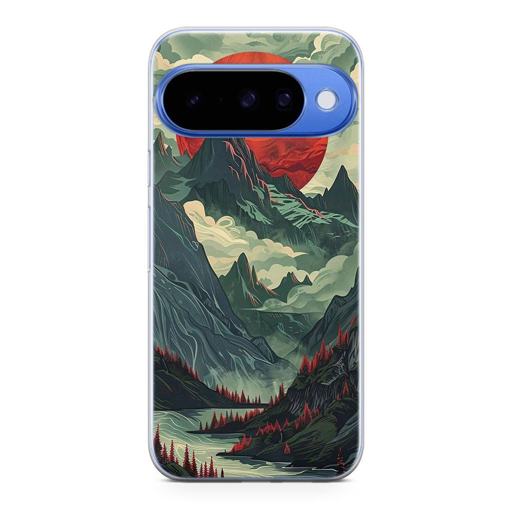 Crimson Moon Over Silent Peaks Google Pixel 10 Case