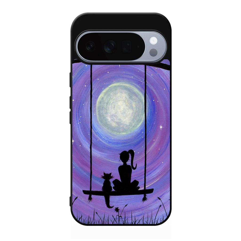 Girl Cat and Moon Google Pixel 10 Pro / Pixel 10 Pro XL Case