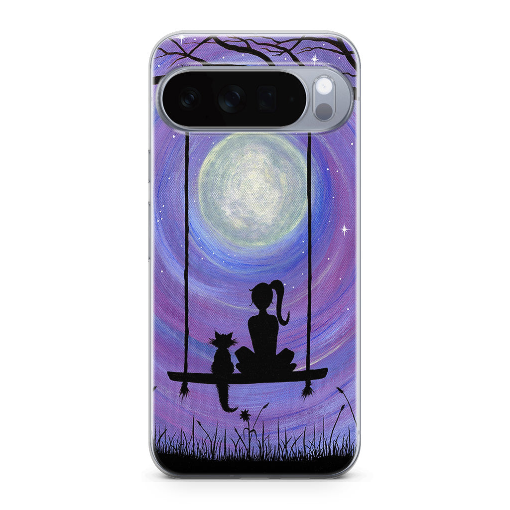Girl Cat and Moon Google Pixel 10 Pro / Pixel 10 Pro XL Case