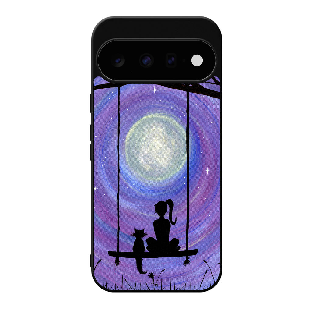Girl Cat and Moon Google Pixel 11 Case