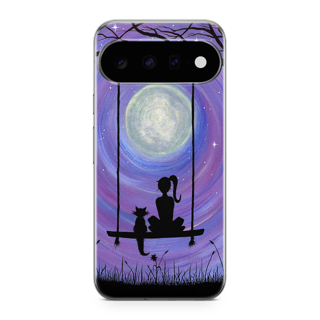 Girl Cat and Moon Google Pixel 11 Case