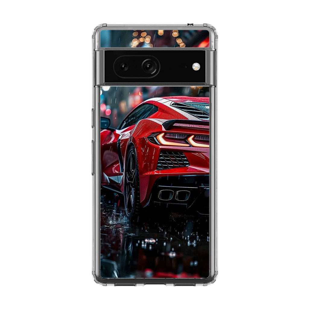 Red Sport Car in the Rain Google Pixel 7 Case