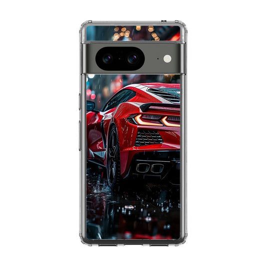 Red Sport Car in the Rain Google Pixel 8 Case