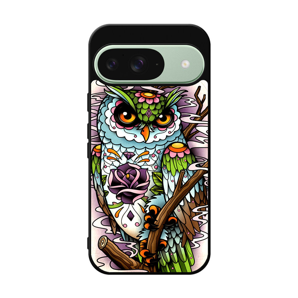 Sugar Skull Owl Tattoo Google Pixel 9 Case