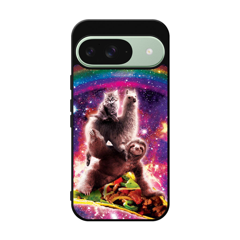 LLama Sloth And Cat Playing Together Google Pixel 9 Case