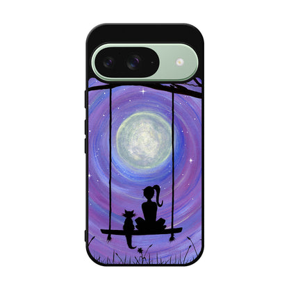 Girl Cat and Moon Google Pixel 9 Case